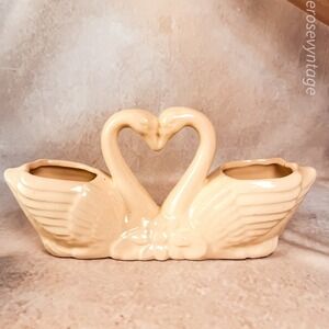 McCoy Pottery Double Swan Heart Planter